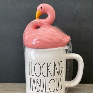 Rae Dunn Flocking Fabulous Mug with Figural Pink Flamingo Topper Summer Magenta